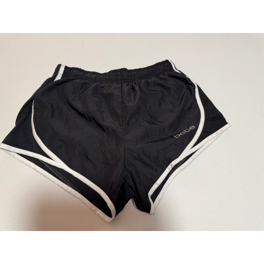 Bebe Sport Black Nylon‎ Running Shorts Womens Medium Y2K Athletic Dolphin Hem